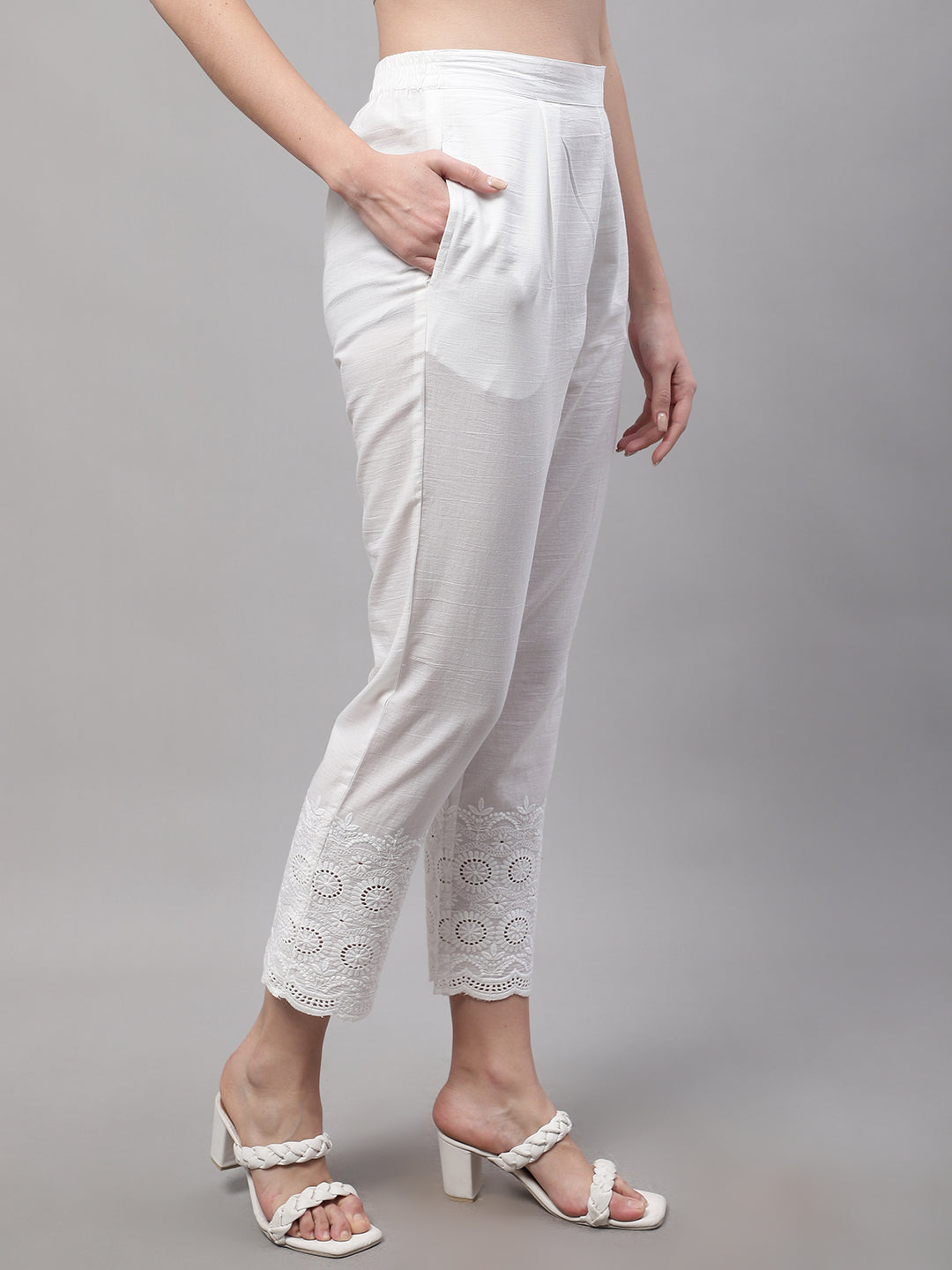 Buy Size Small Ready to Ship Formal Silk Women Embroidered Cigarette Pants  White Online in India - Etsy
